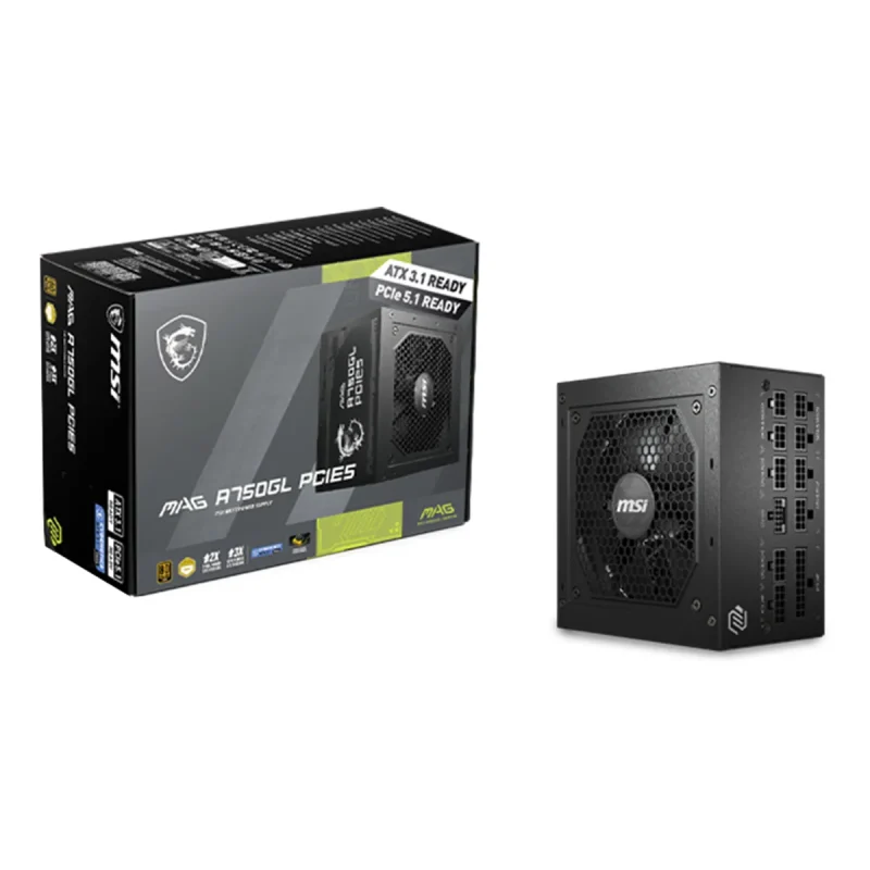 Fuente de Poder MSI MAG A750GL PCIE5 80 Plus Gold ATX 750W
