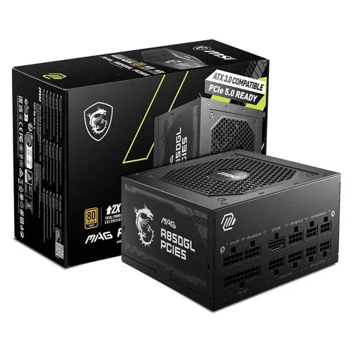 Fuente de Poder MSI MAG A850GL PCIE5 80 Plus Gold ATX 850W
