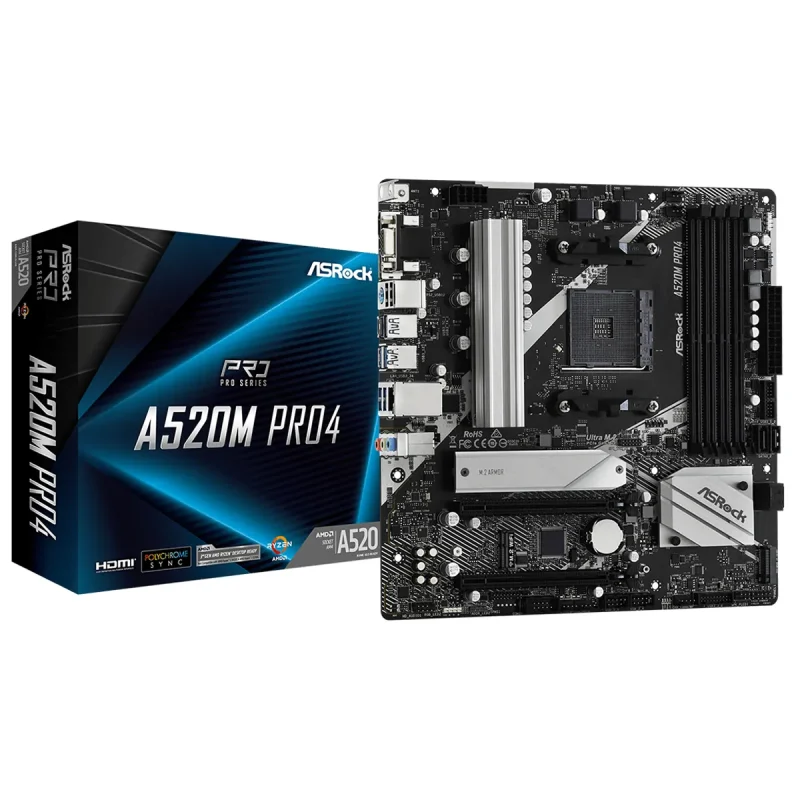 Imagen frontal ASRock A520M Pro4 AM4
