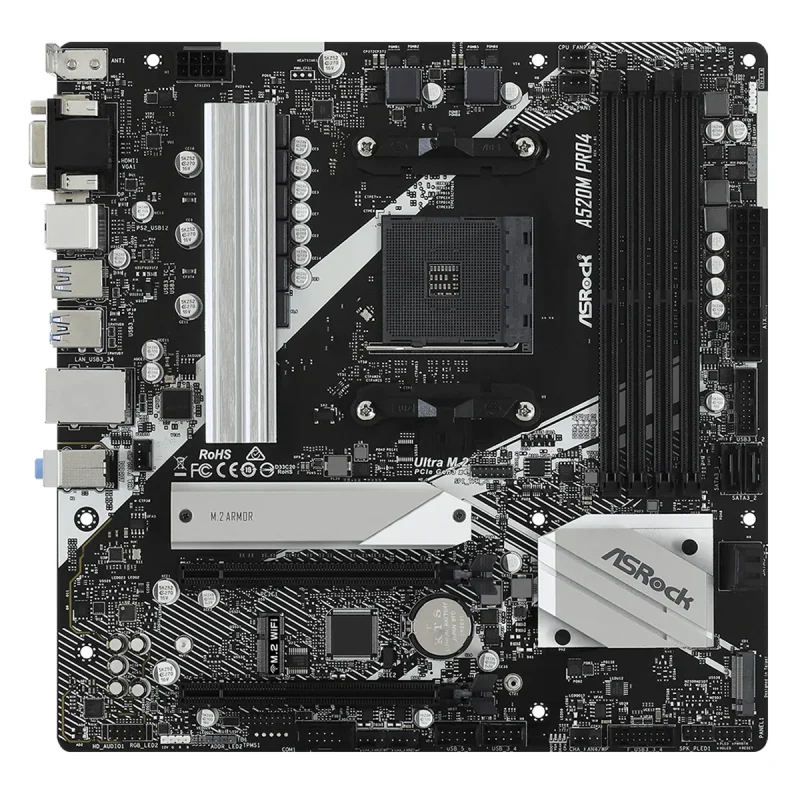 Detalle puertos USB y ranuras RAM