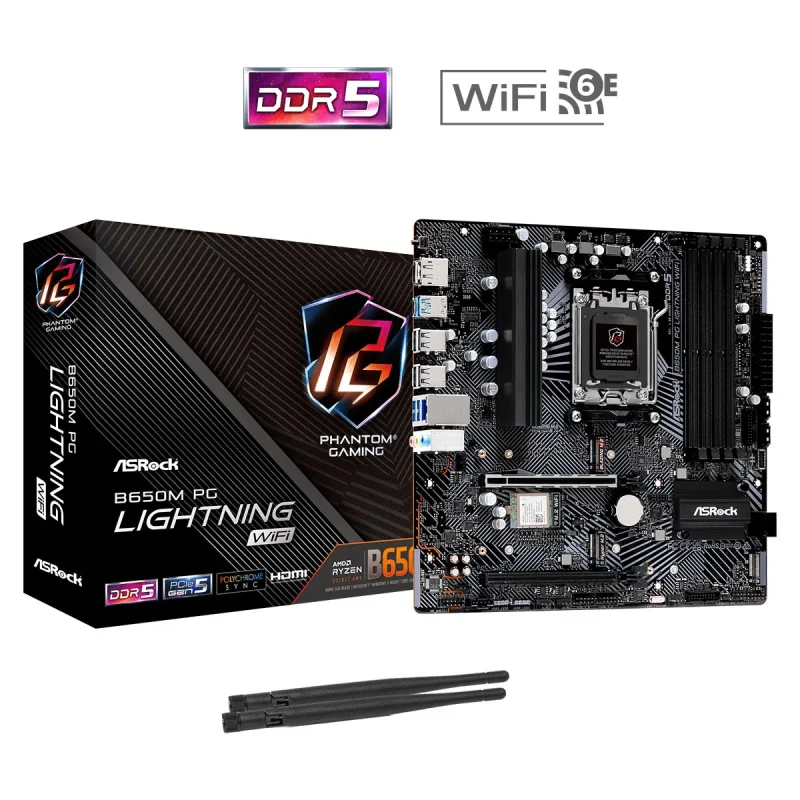 Vista frontal ASRock B650M PG Lightning WiFi AM5