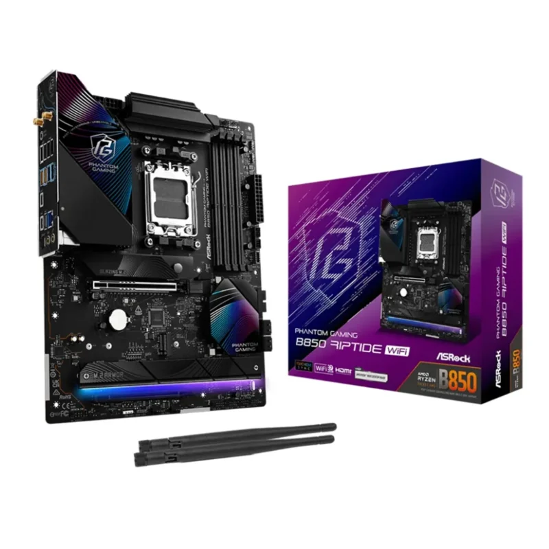 Vista frontal ASRock B850 PG Riptide WiFi AM5