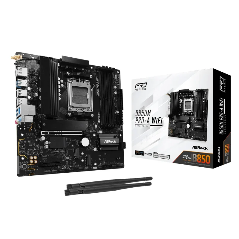 Vista frontal ASRock B850M Pro-A WiFi AM5