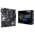 Vista frontal del ASUS PRIME B550M-K AM4 con puertos visibles