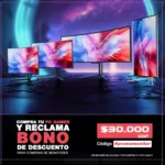 Se ilustran varias pantallas y se promociona el bono de descuento
